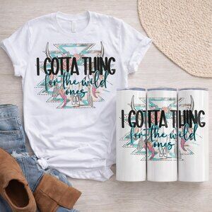 Wild Ones Western T-Shirt And 20oz Skinny Tumbler Gift Set Bundle